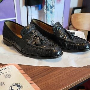 Johnston & Murphy Black Leather Tassel Loafers